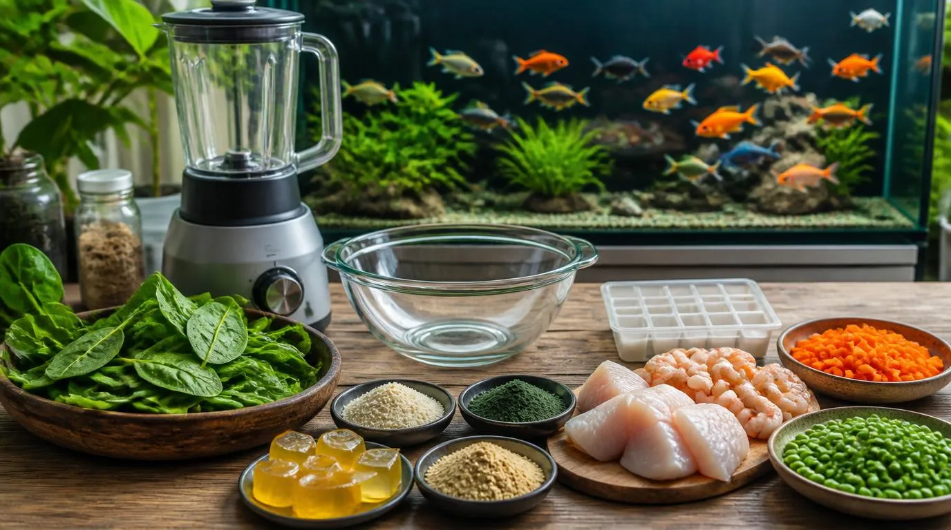 Homemade spinach fish food